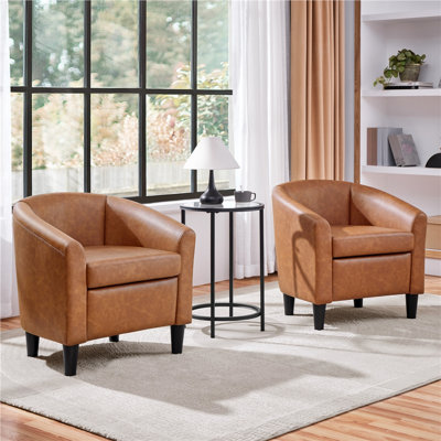 Fauteuil tonneau en similicuir, fauteuil club moderne