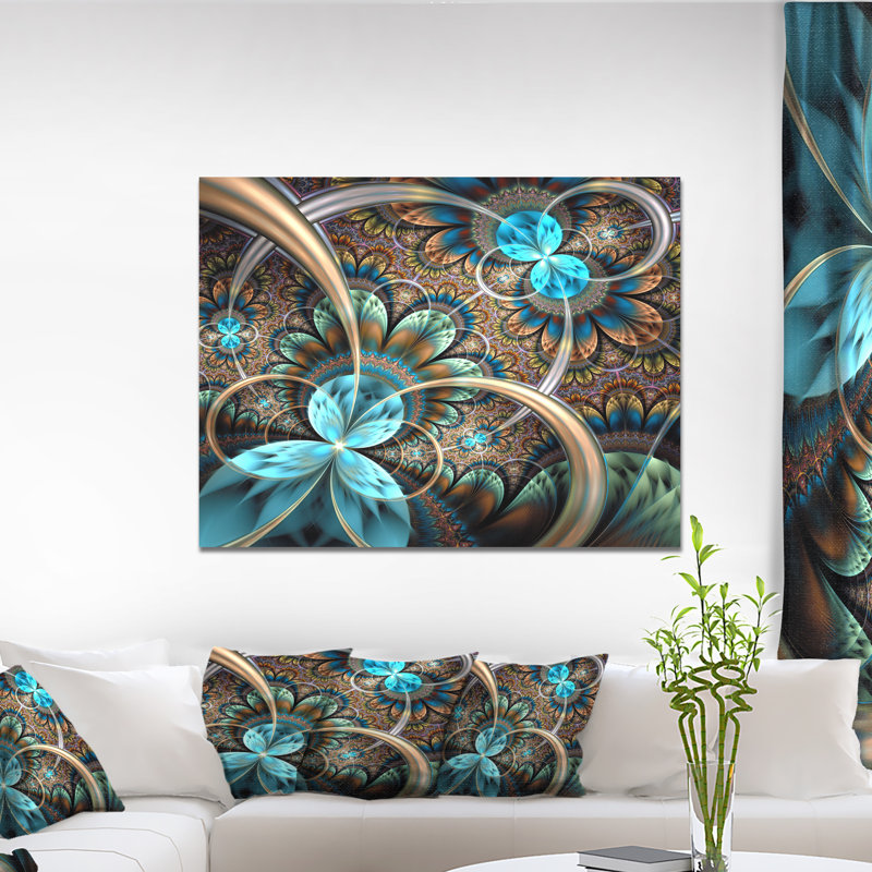 « light blue fractal fleur », impression, H 20 po x l 20 po x P 1 po, H 36 po x l 46 po x p 1,5 po
