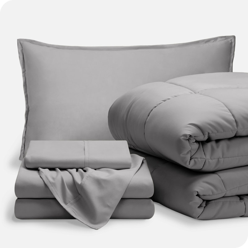 Modern & Contemporary Comforter, Light Gray/Gray, Twin Comforter + Pillowcases