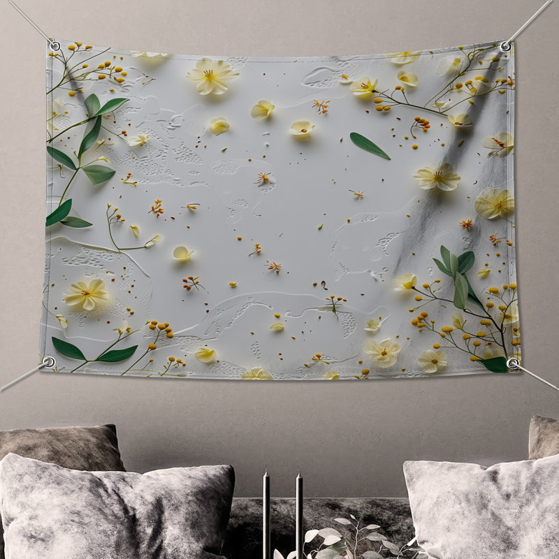Tapisserie florale - Décoration murale nature, H 104 po x 88 avec 4 œillets