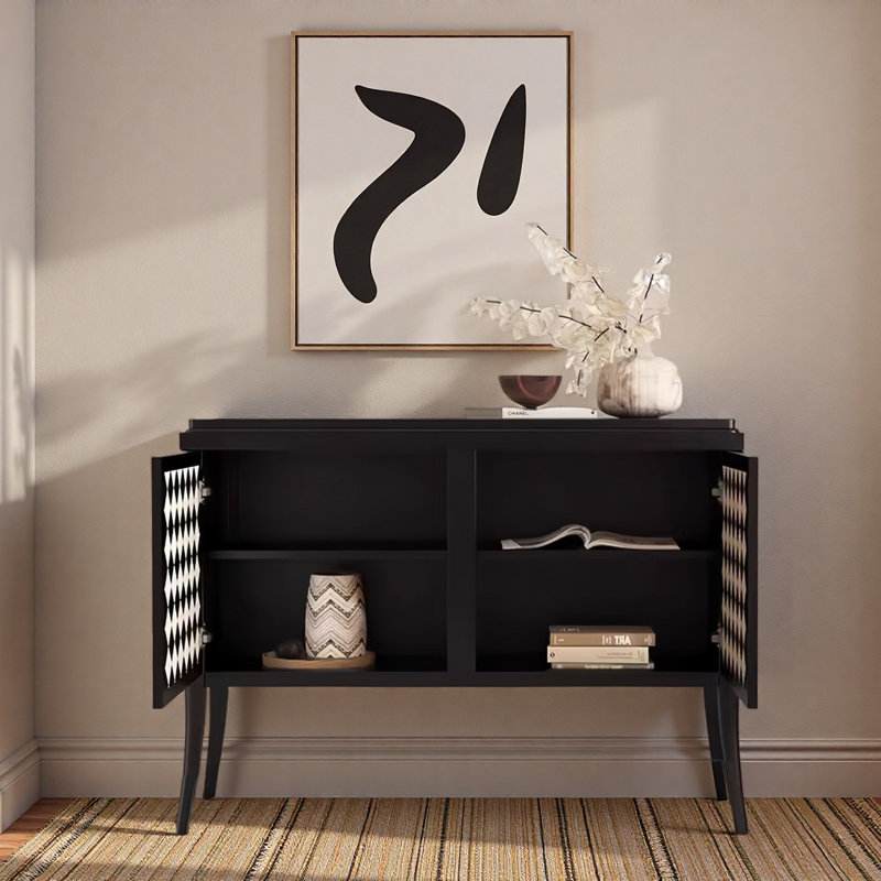 Armoire de style moderne en bois massif noir et céramique