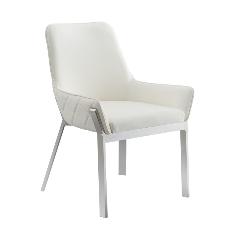 Chaise d'appoint rembourrée et capitonnée, Blanc