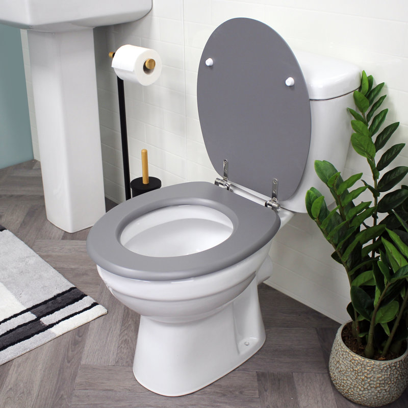Oxford Grey Wooden Round Hard Toilet Seat