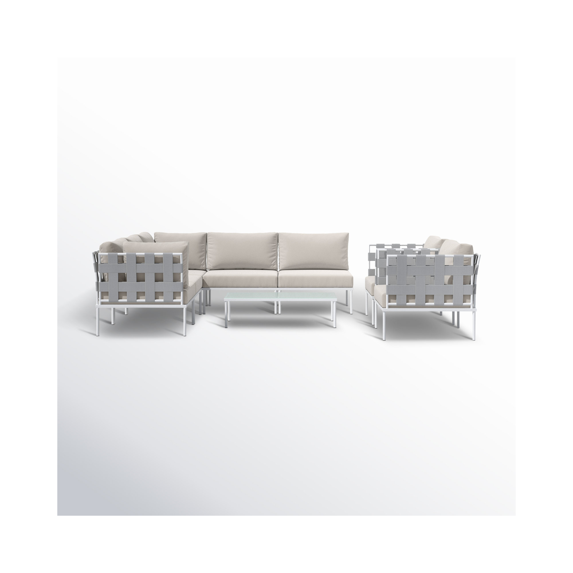 Harmony 8-piece Outdoor Patio Aluminum Sectional Sofa Set, Beige