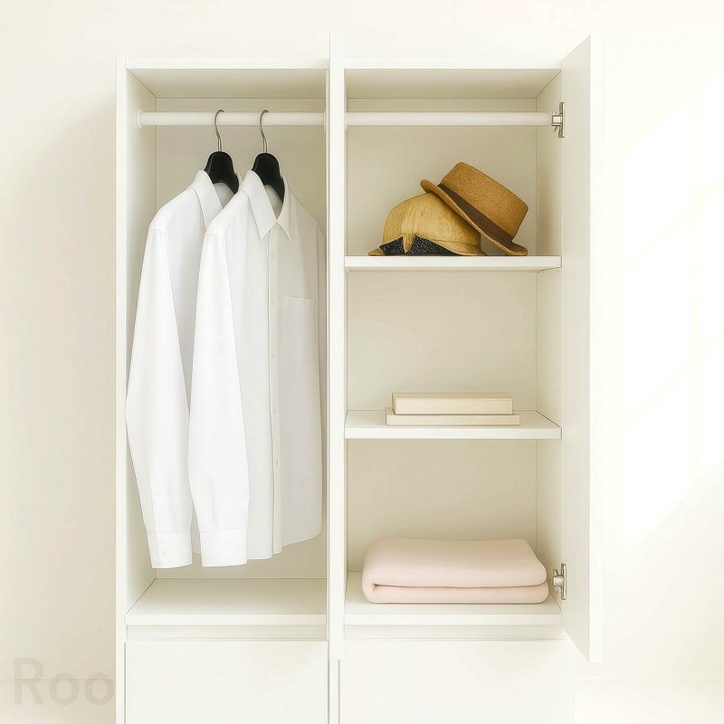 Système d'organisation modulaire en bois avec miroir, collection Elise - Finition blanche