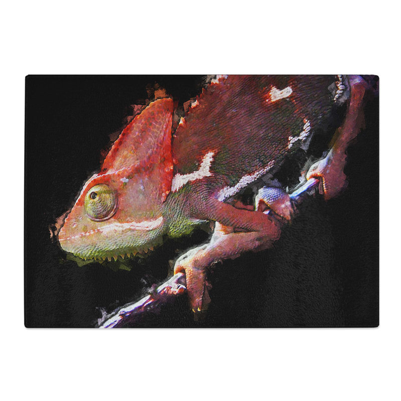 Tempered Glass Chameleon Lizard Chopping Board, 39 cm W x 28.5 cm L