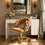 Chaise de coiffeuse moderne en velours avec roulettes, chaise de maquillage pivotante et réglable avec dossier à bulles et base en métal doré-240874149