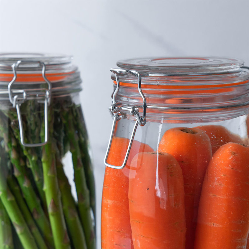 Argon Tableware - Glass Storage Jars with Heart Labels, 26.5cm H x 14.5cm W x 14.5cm W