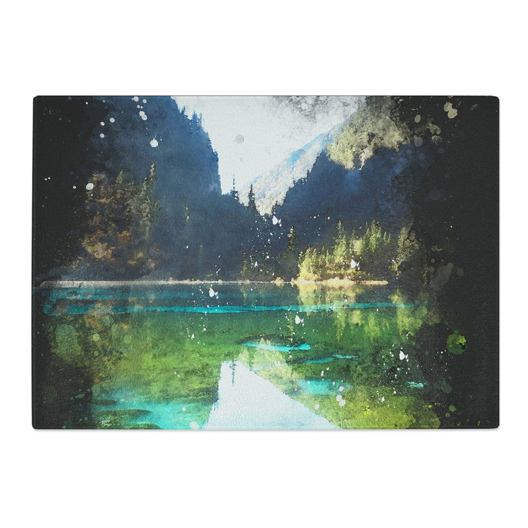 Lake and Mountain View Paint Splash Chopping Board