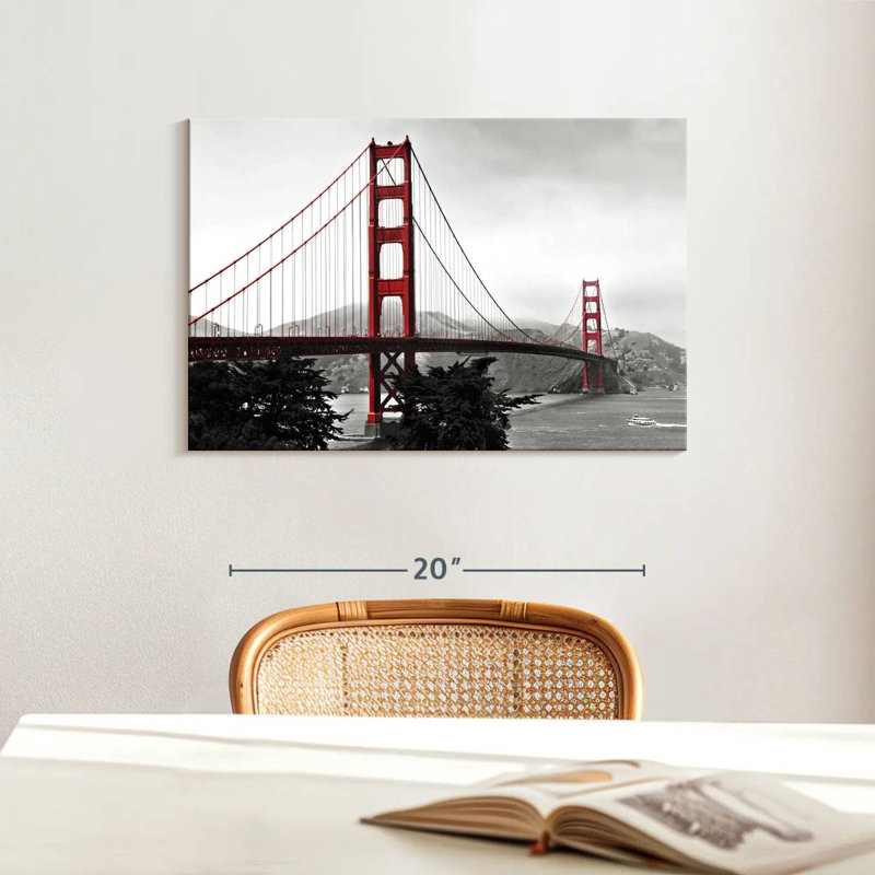 Pont du Golden Gate rouge vif, H 16 po x l 24 po