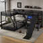 Lit superposé simple au-dessus de L en forme de L avec lit mezzanine simple, lit superposé triple en métal avec glissade et ports USB-1704031587