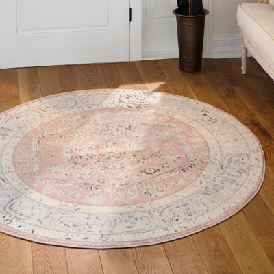Edson Oriental Rose/Gray/Off White Area Rug
