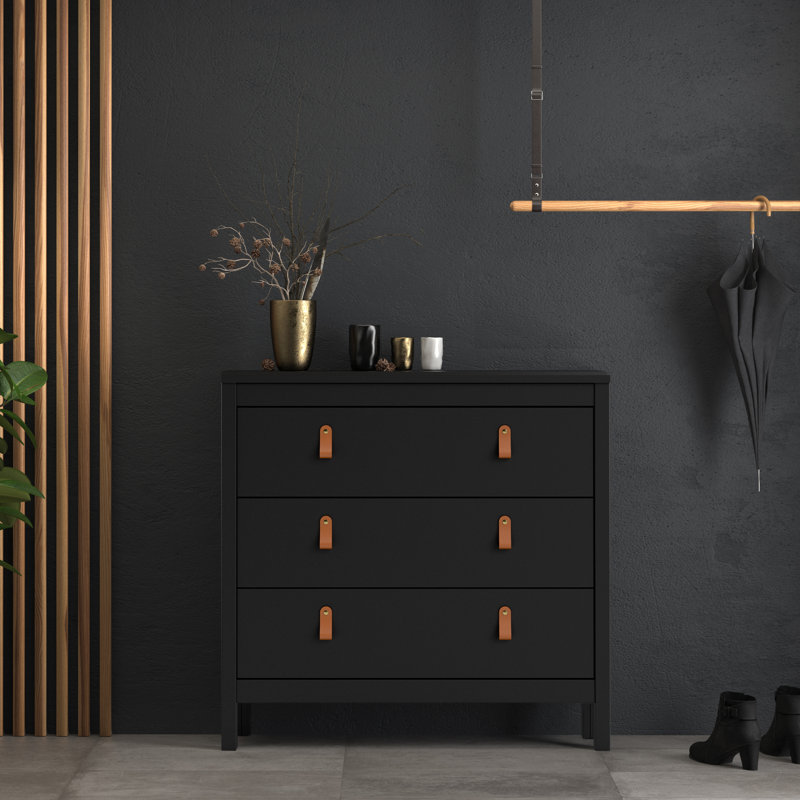 Finnmark 82.1cm W 3 - Drawer Chest of Drawers, Black