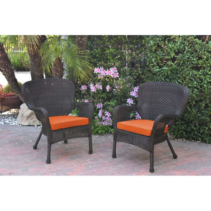 Batchelder Wicker Outdoor Lounge Chair, Orange, Espresso