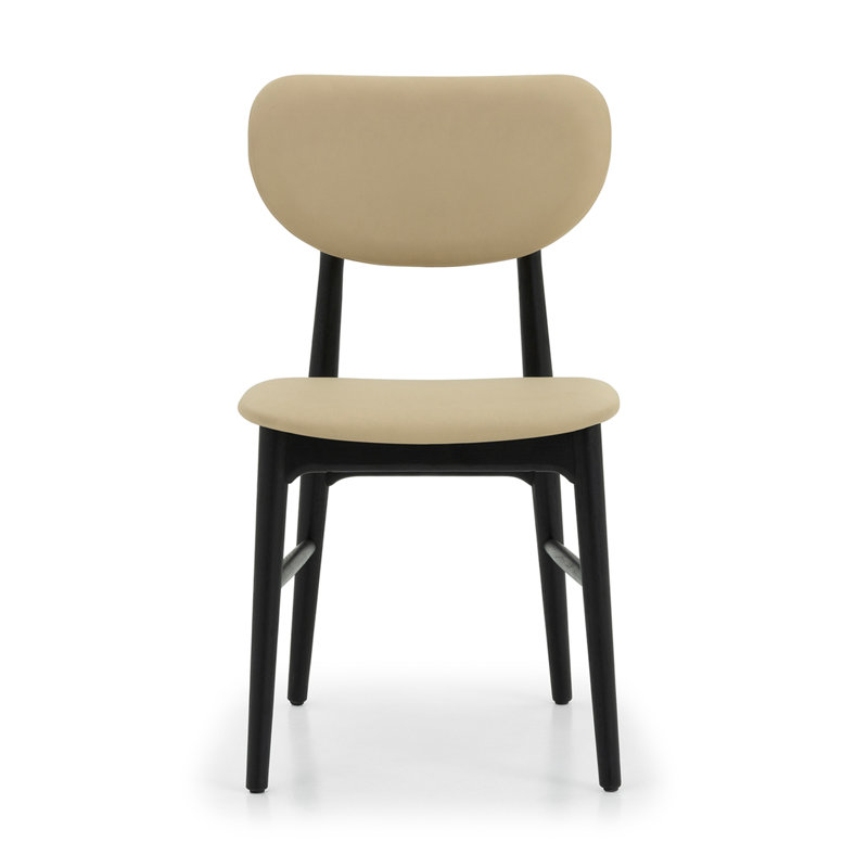 Stella Upholstered Dining Chair, Matte Black, Beige
