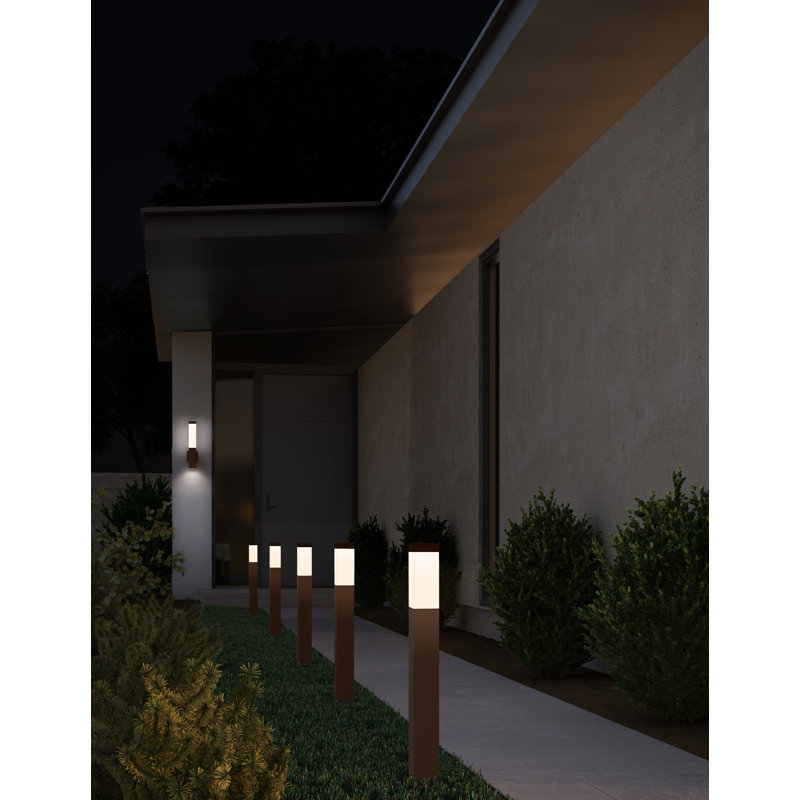 LED Bollard Light, 22" H x 3" W x 3" D, Textured Bronze