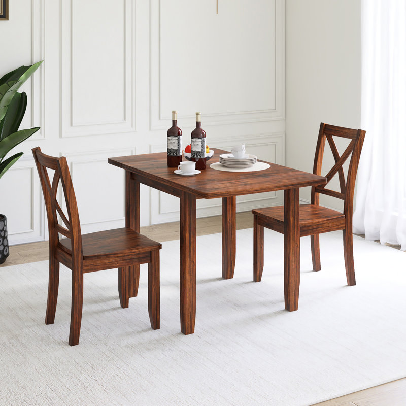 Ensemble de table de salle à manger extensible 3 pièces, Brun