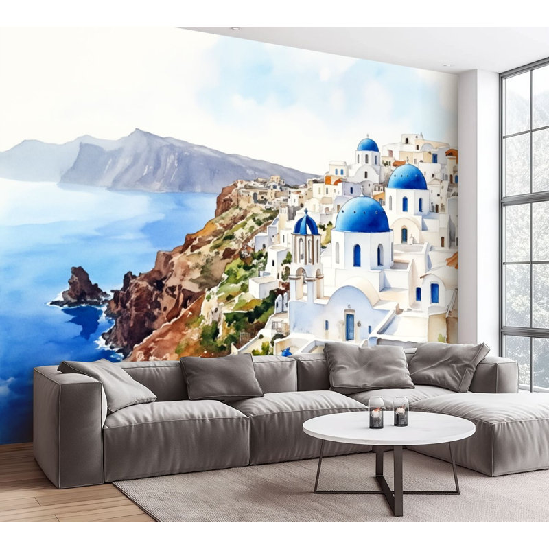 Papier peint adhésif auto-adhésif Santorini, L 144 po x l 100 po