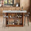 Table de bar à hauteur de comptoir de 63 po de style industriel avec tablettes de rangement à 2 niveaux, gris et ciment-134461281