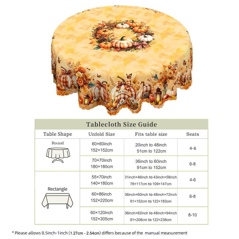 Nappe automne-hiver 152x152cm, 59,84 po rond