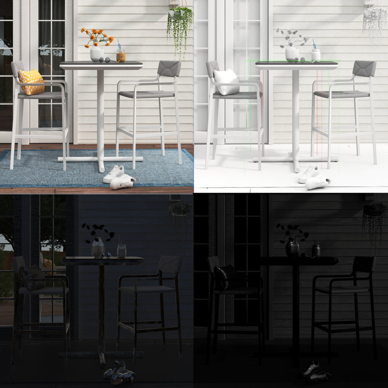 Ensemble de bar en aluminium 3 pièces Raleigh, Gris
