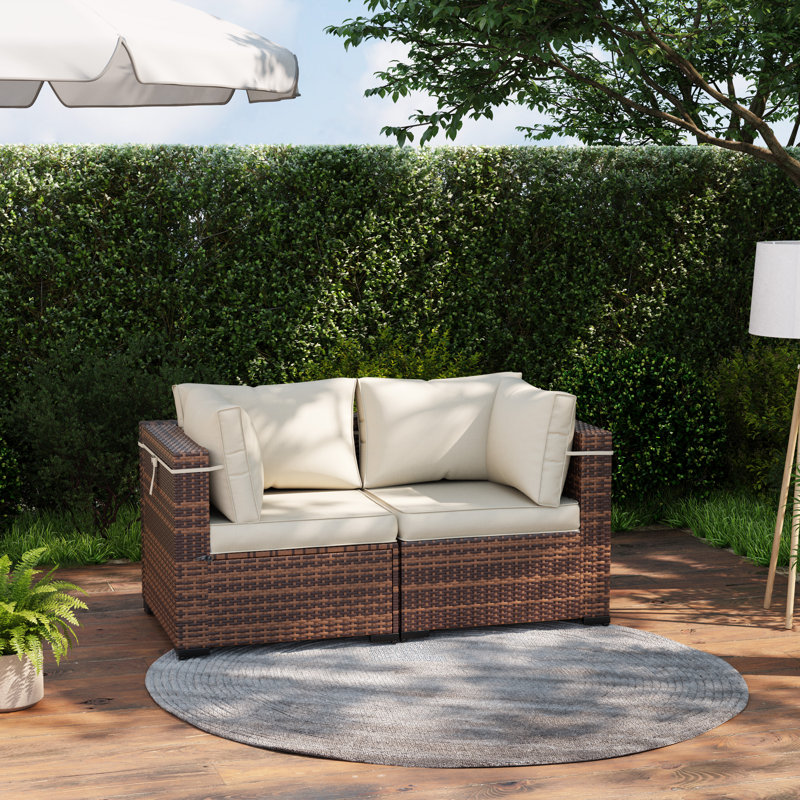 Wicker Outdoor Patio Sofa, Cream
