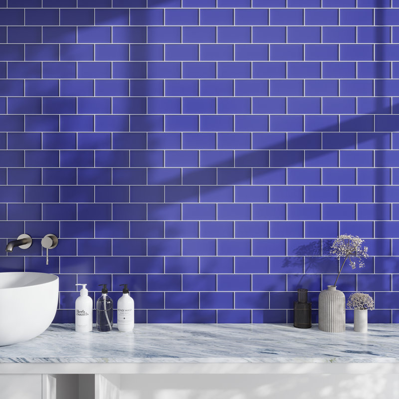 3"X 6" Matte Finished Glass Subway Tile, Laguna Blue