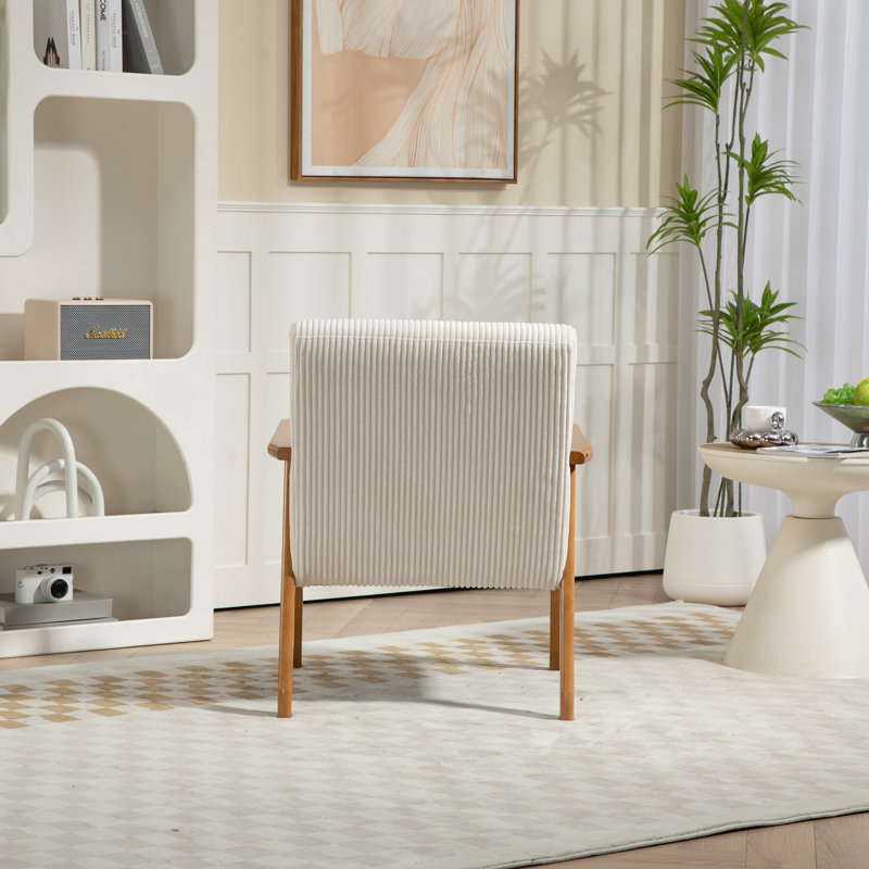 Accent Chairs Set Of 2 With Side Table, Beige Corduroy