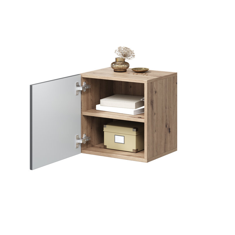 Aagam 40cm W Manufactured Wood Bedside Table, Artisan/Rivier Stone