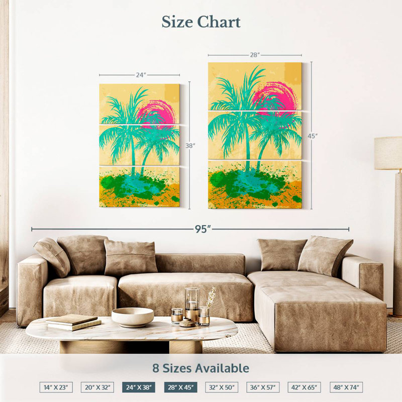 Harnek Colour Grunge Summer Palms, 38" H x 24" W