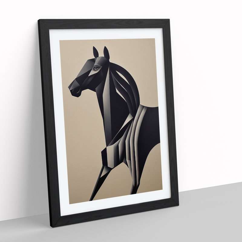 Horse Abstract No.3 - Single Picture Frame Print, Black, 64cm H x 46cm W x 2cm D