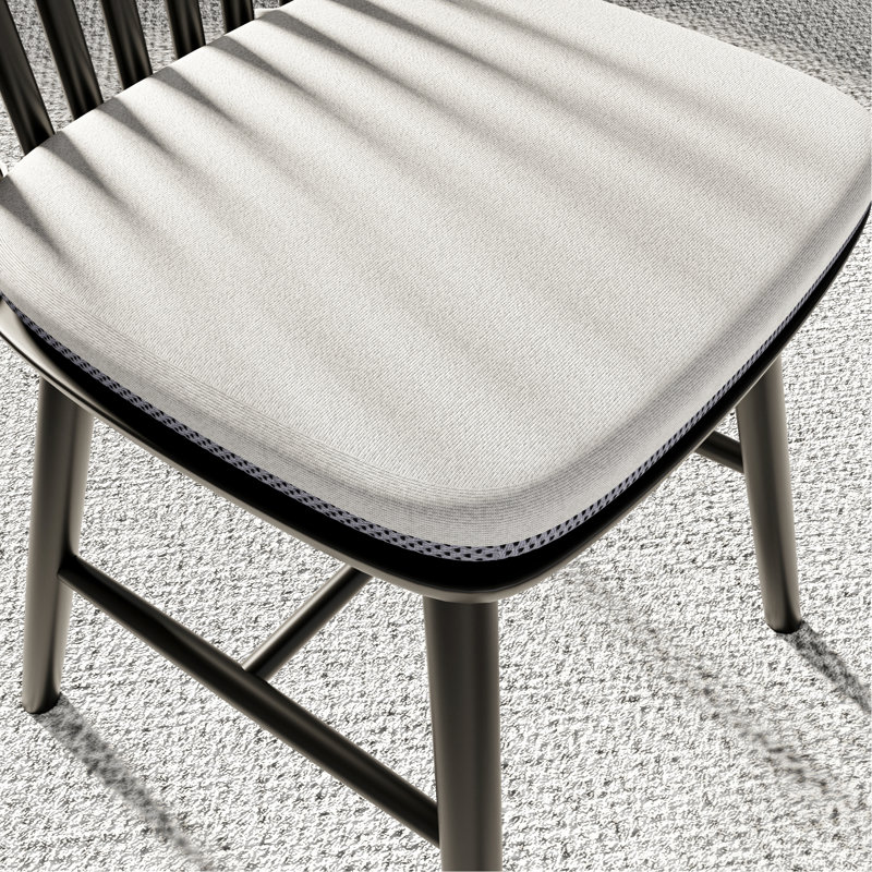 Chaises de cuisine de ferme avec assise rembourrée, Noir