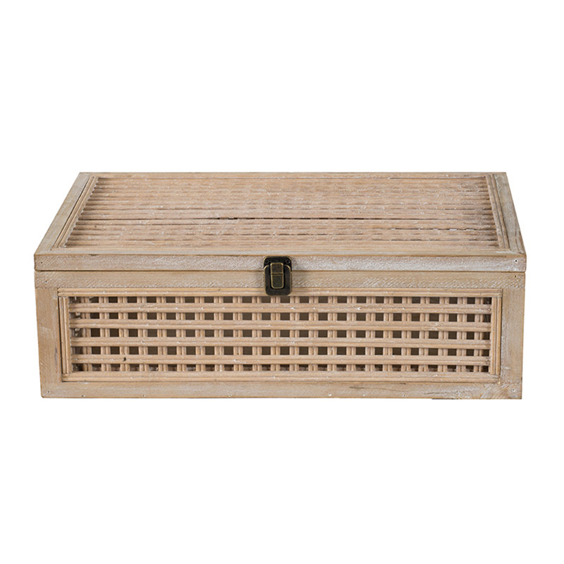 Boîte tissée en bois de bambou et de sapin brun Roehl