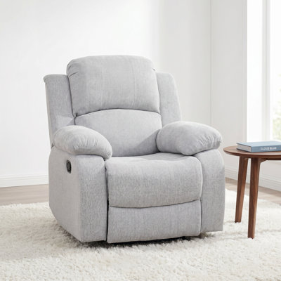 Light Gray Herringbone Chenille Manual Recliner Chair, Single Upholstered Reclining Armchair with 110°-115° Adjustable Backrest & Padded Oversized Armrest for Living Room Bedroom Home Theater