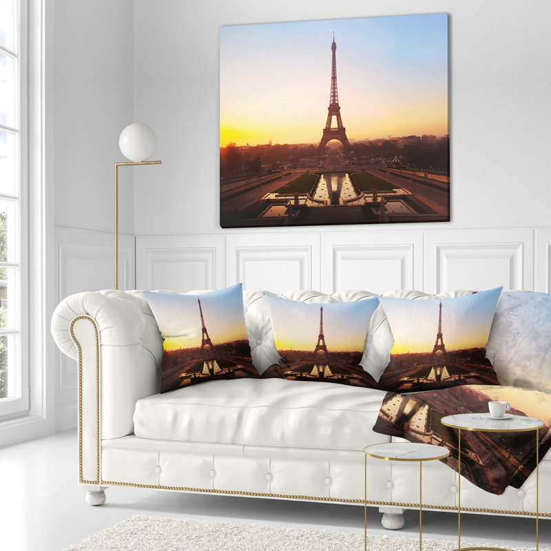 Oreiller cityscape tour de paris eiffel, 18 po x 18 po, Coussin décoratif