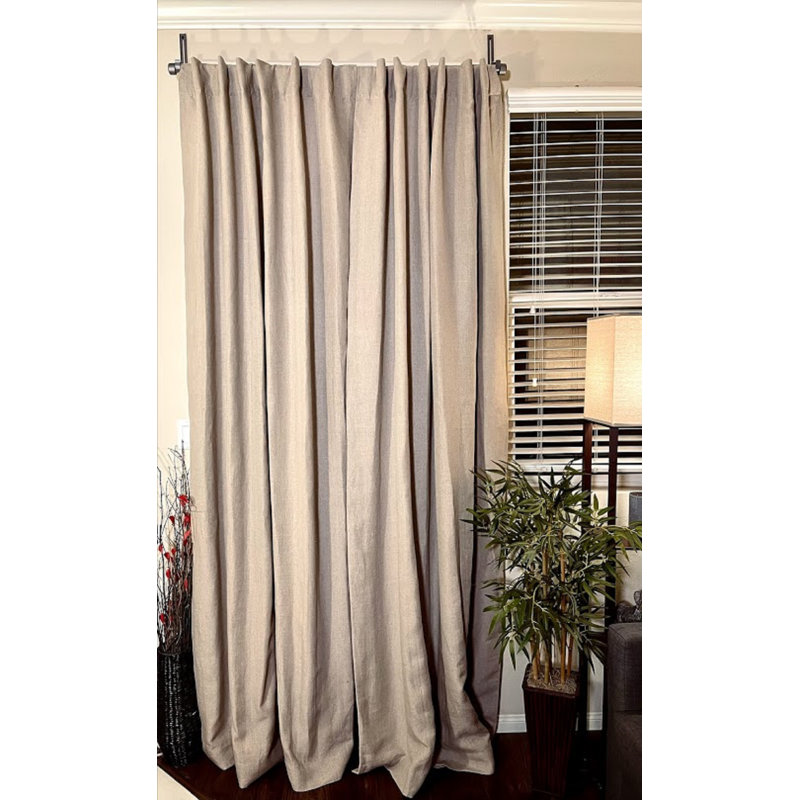 Caistor Linen Semi Sheer Curtain Single Panel, Natural, 50" W x 96" L