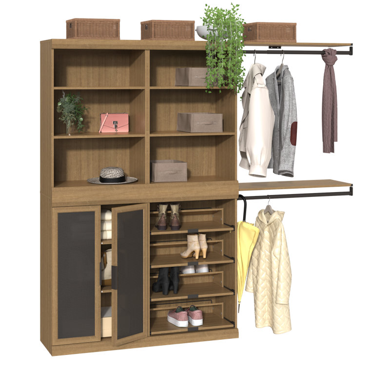 Organisateur de rangement pour tringle à 11 tablettes, 2 portes et 2 suspensions Mosaics