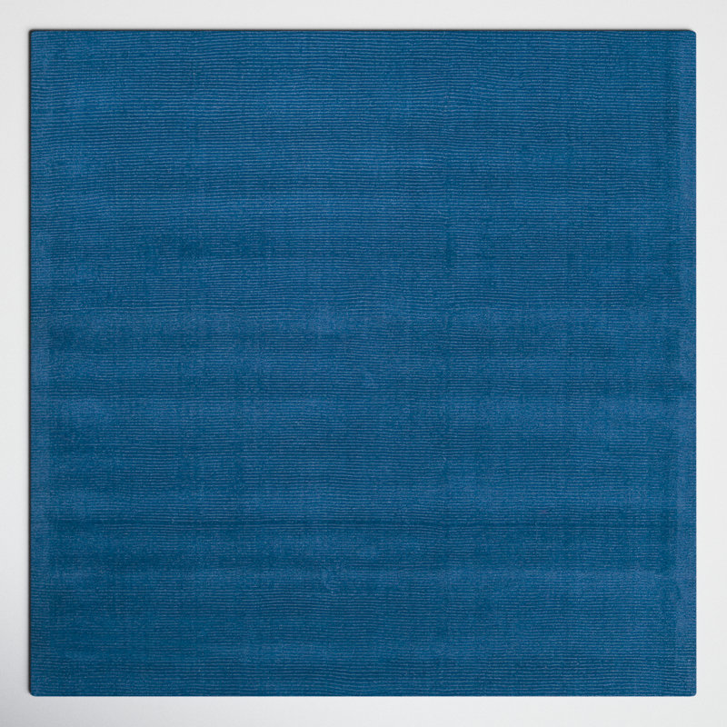 Crowe Handmade Wool Dark Blue Area Rug, Square 8'