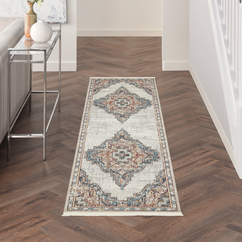 Tapis transitionnel traditionnel multicolore Merry Farmhouse, Tapis de couloir 2 pi 2 po x 7 pi 6 po