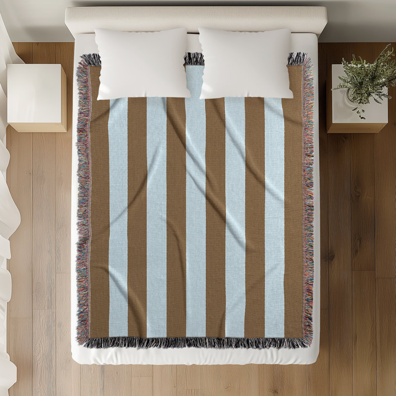 Jeté en mélange de coton Lynch, 60" L x 50" W, Brun/bleu