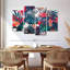 «Leaf Tropical Palms And Flowers», ensemble de 4 pièces sur toile par Maya Blooms-93060784