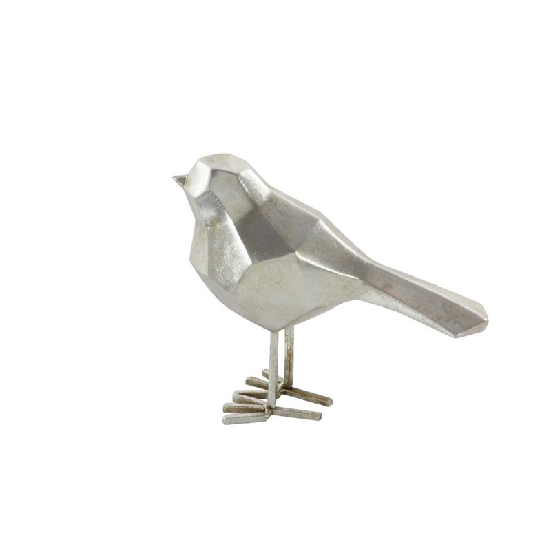 Glam Polystone Bird Decorative Sculpture with Origami Accents, Gray