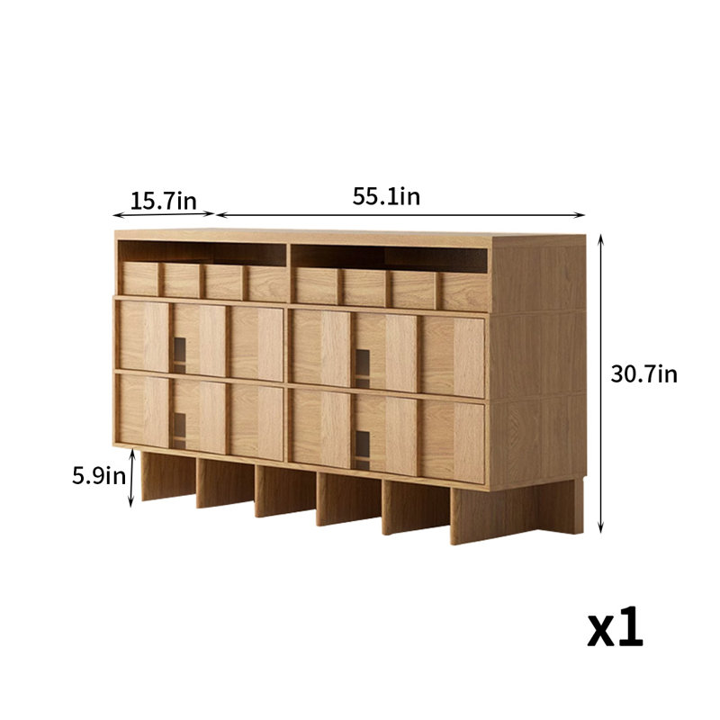 Commode 6 tiroirs Light Luxury, Brun orangé