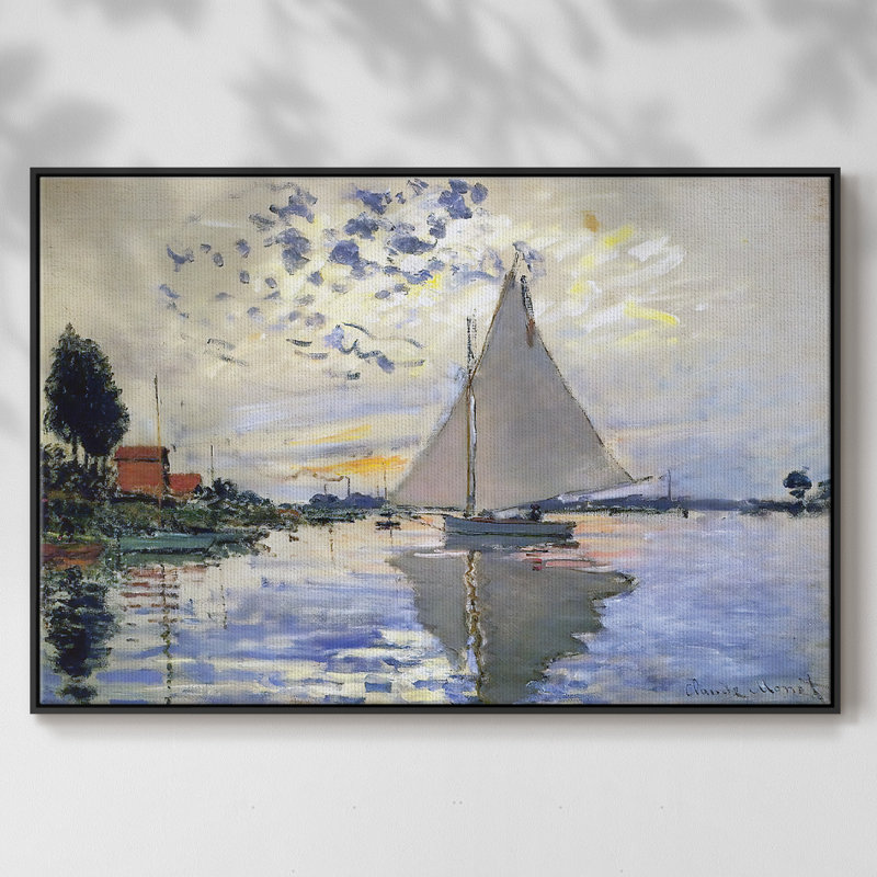 Voilier au petit sur toile, Noir, H 37 po x l 25 po x P 2 po