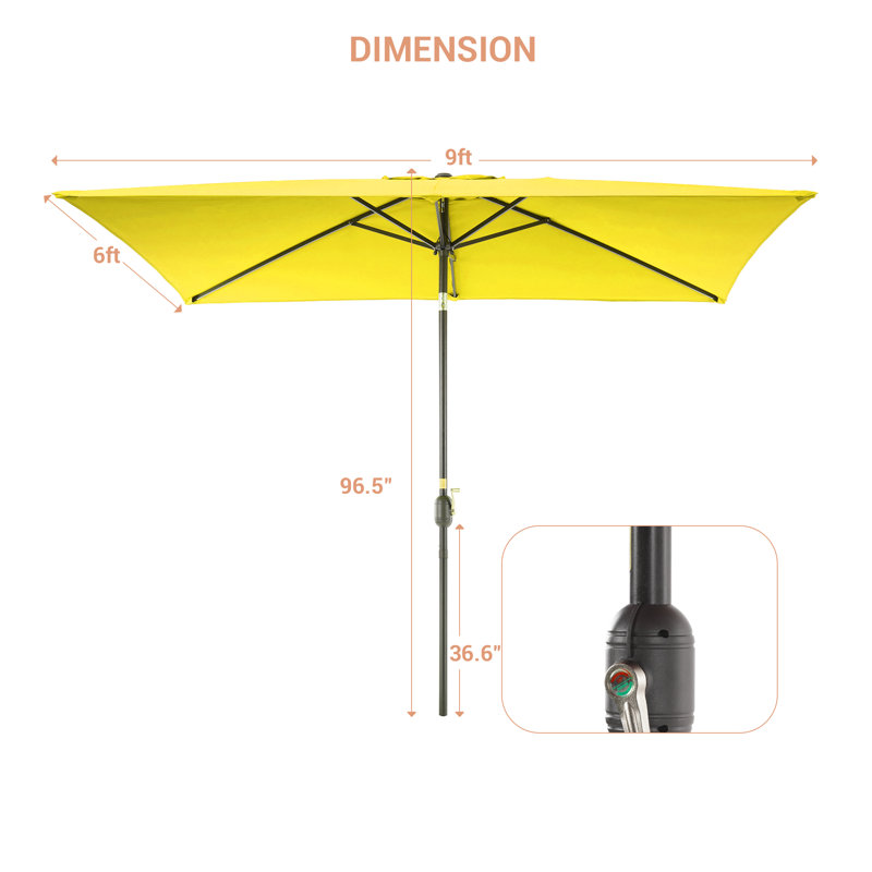 Parasol de marché rectangulaire 107,7 po x 71,9 po Sayah, Jaune