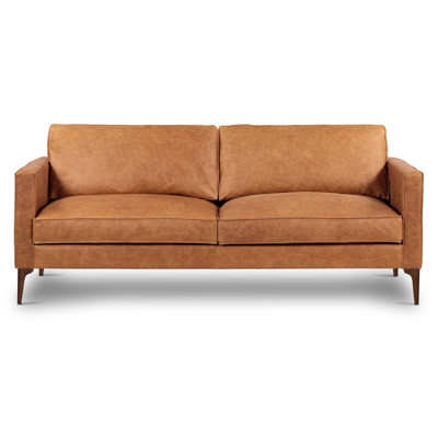 Woodbine 82.5"" Genuine Leather Square Arm Sofa -  Willa Arloâ¢ Interiors, E62E1FDE71464C20A9F12DDD94A66585