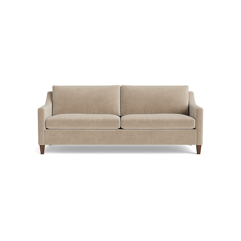 Vera Sofa (85"), Walnut Finish (Angled), Velvet - Beige