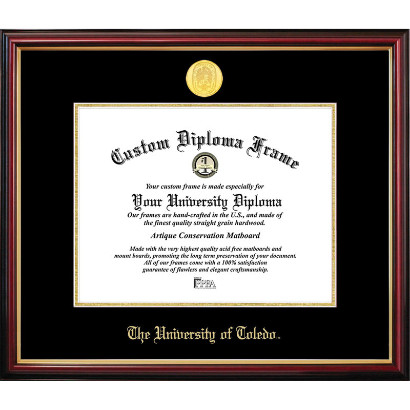 Cadre de diplôme de l'Université de Toledo, L 10 po x H 8 po, NCAA Toledo