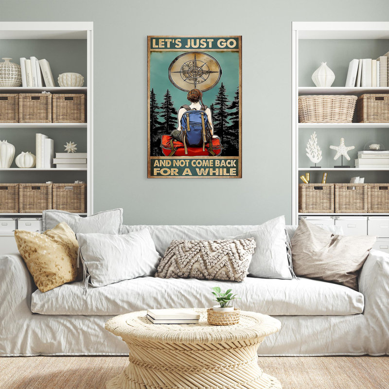 Randonnée pédestre «Lets Just Go», impression sur toile rectangulaire 1 pièce, H 14 po x l 11 po x P 1,25 po