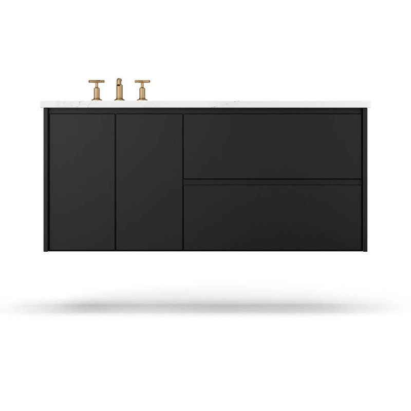 Gilded Single Left/Right Bath Floating Vanity, Noir, 48"